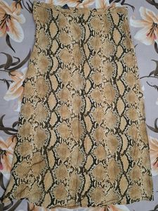 Snake Print Maxi Skirt with Slit
