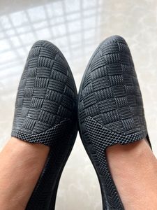 Womens Black Design Heel Ballets