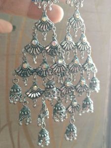 Oxidized Silver Chandbali Kashmiri Earrings