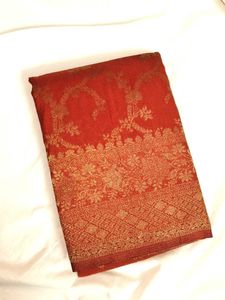 Vintage Rust Orange with Gold Brocade Fabric