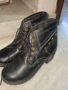 Black Lace-Up Ankle Boots