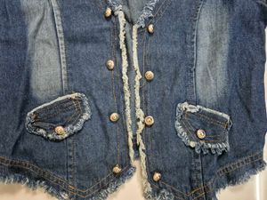 Denim Vest with Frayed Edges
