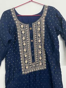 Elegant Navy Blue Kurta Set with Dupatta