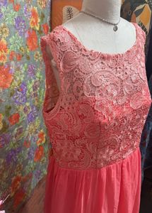 Elegant Coral Lace Gown