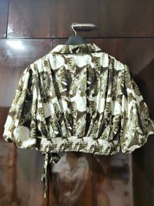 Stylish Printed Wrap Crop Top