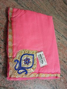 Pink Saree with Embellished Border