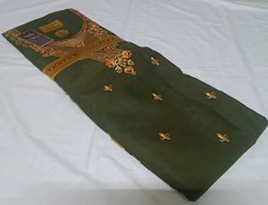 Olive Green Embroidered Kurta Cloth Material