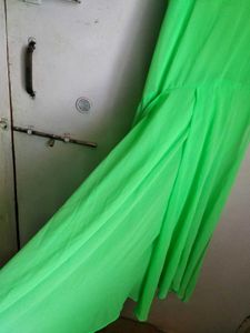 Neon Green Lace Trim Cami Dress