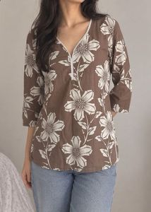 Brown Floral Print Kurti