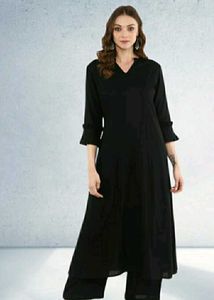 IDALIA Elegant  3 Black A- Line Kurta Set