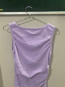 Ribbed Ruched Tank Top - Lavender