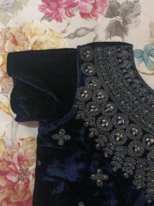 Embroidered Velvet Blouse