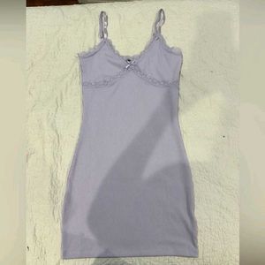 H&M Lilac Ribbed Cami Dress with Lace Trim