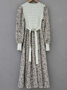Floral Print Knit Sweater/corduroy Dress