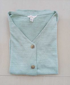 Imported Soft Mint Button-Up Top