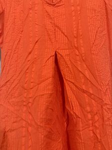 Vibrant Orange Textured Dress