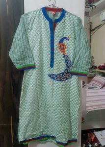 Pure Cotton Embroidered Peacock Kurti