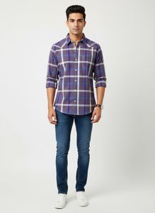 D’cot Purple Plaid Button-Down Shirt