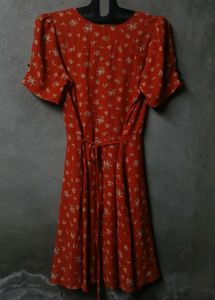 Orange Floral Print plus size Mini Dress
