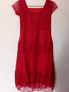 Red Lace Tiered Dress
