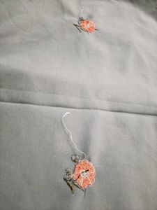 Orange and Grey Embroidered Saree