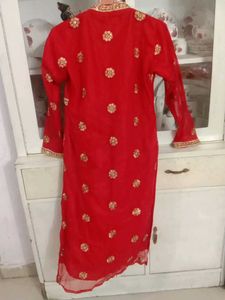 Elegant Red sherwani pattern Kurta Se with origina