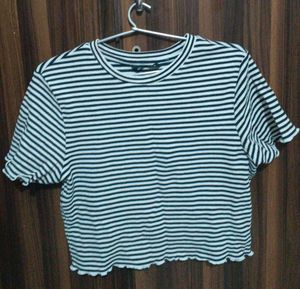 Striped Lettuce Hem T-Shirt