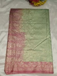 Pink Sequin Embroidered Saree with blouse