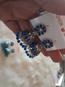 Blue Jhumka Earrings