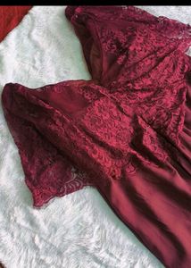 Elegant Burgundy Lace Gown
