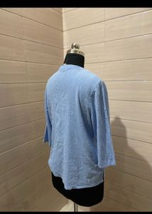 Light Blue Embroidered V-Neck Kurta