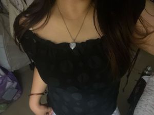 Black Sheer Polka Dot Top