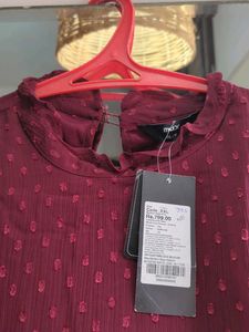 Maroon Ruffled Sleeve Top