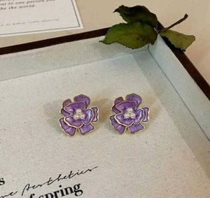 Purple Camellia statement Earrings