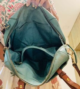 Stylish Teal Leather Satchel Handbag