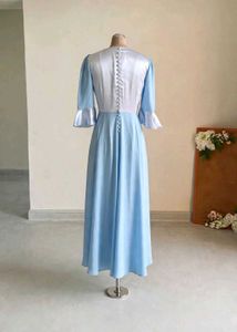 Elegant Blue &amp; White Maxi Dress