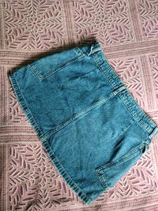 Denim Cargo Mini Skirt