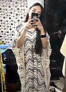 Stylish Zebra Print Kaftan Dress