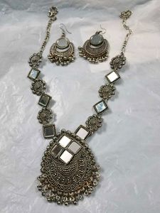 Silver Mirror Jewellery Set ,Ring , Bracelet