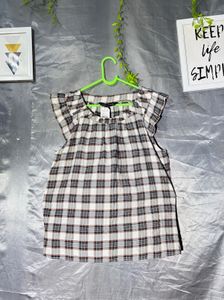ZARA Plaid Flutter Sleeve Top