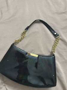 Chic Black Patent Shoulder Bag