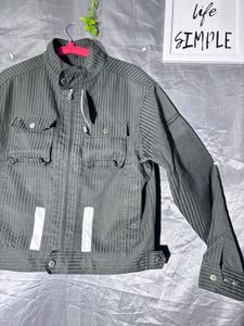 Men's Grey Striped Bomber Jacket