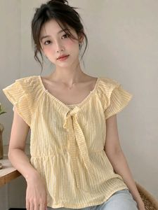 🌼 Yellow Striped Cute Tie-Up Top 🌼