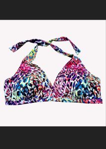 Vibrant Animal Print Halter Bikini Top