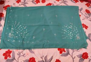 Pure Georgette Teal Saree✨🔥