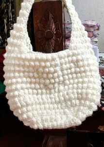 Crocheted White Sunflower Handbag