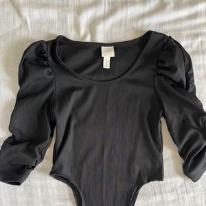 Black Puff Sleeve Bodysuit
