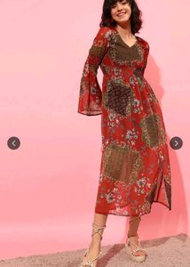 STREET 9 Ethnic Motif Printed V Neck Bell Sleeves