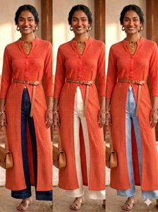 Vibrant Coral Red Kurta