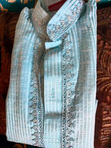 Sky Blue Colour Kurta Payjama Dupatta Set For Boys